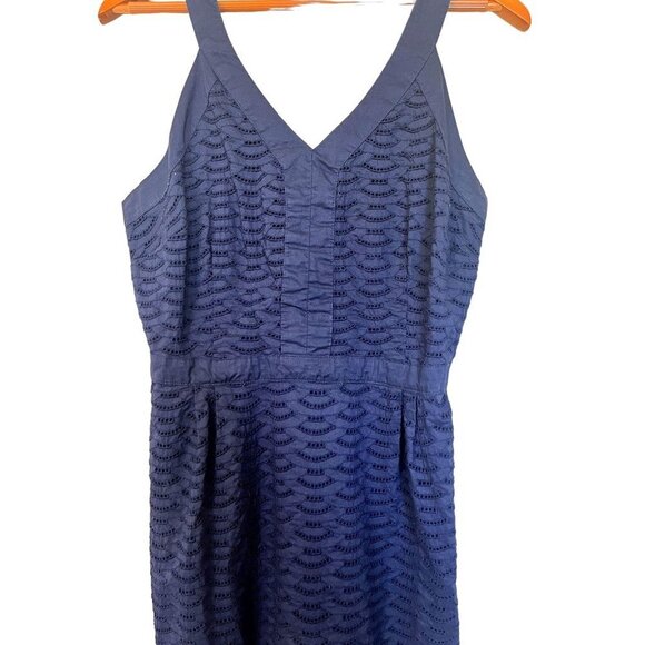 Old Navy Eyelet Fitted Navy Blue Dress 10 - Picture 5 of 6